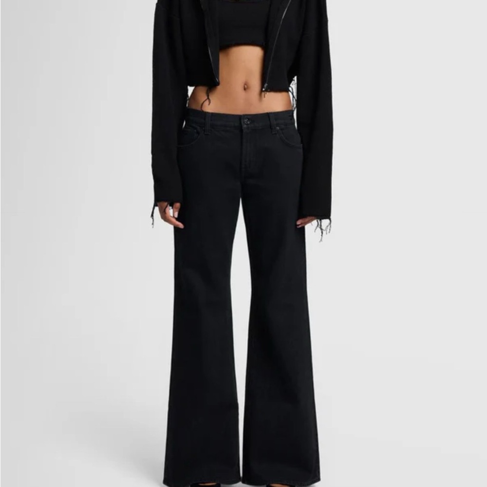 7 For All Mankind Black Flare Wide Leg Jeans